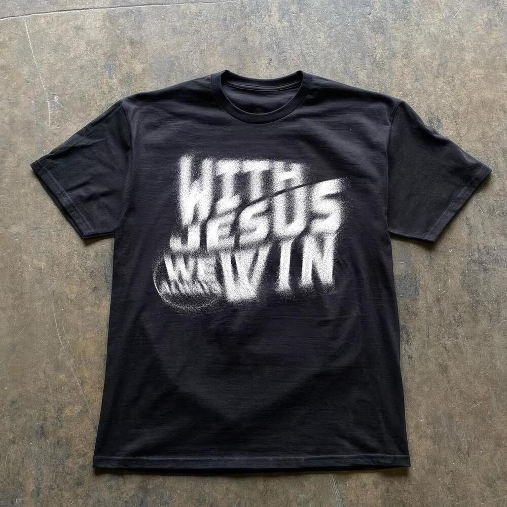 Black Cotton with Jesus We Always Win tee